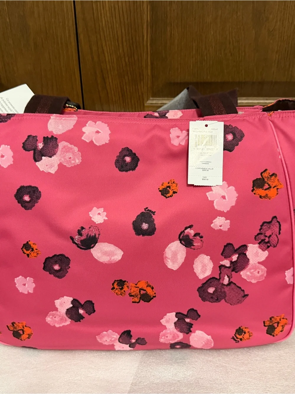 Coach Tote Halftone Floral print with Brown Front Pocket C5670